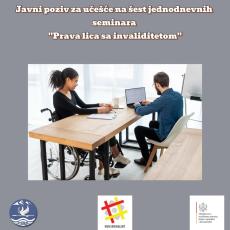  Javni poziv za učešće na šest jednodnevnih seminara ”Prava lica sa invaliditetom”